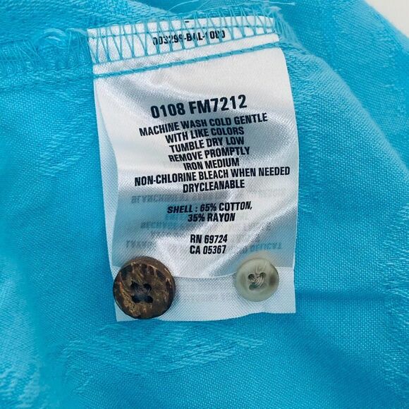 Columbia Blue River Lodge Palm Hawaiian Short Sleeve Button Up Shirt, Size M - Picture 10 of 10